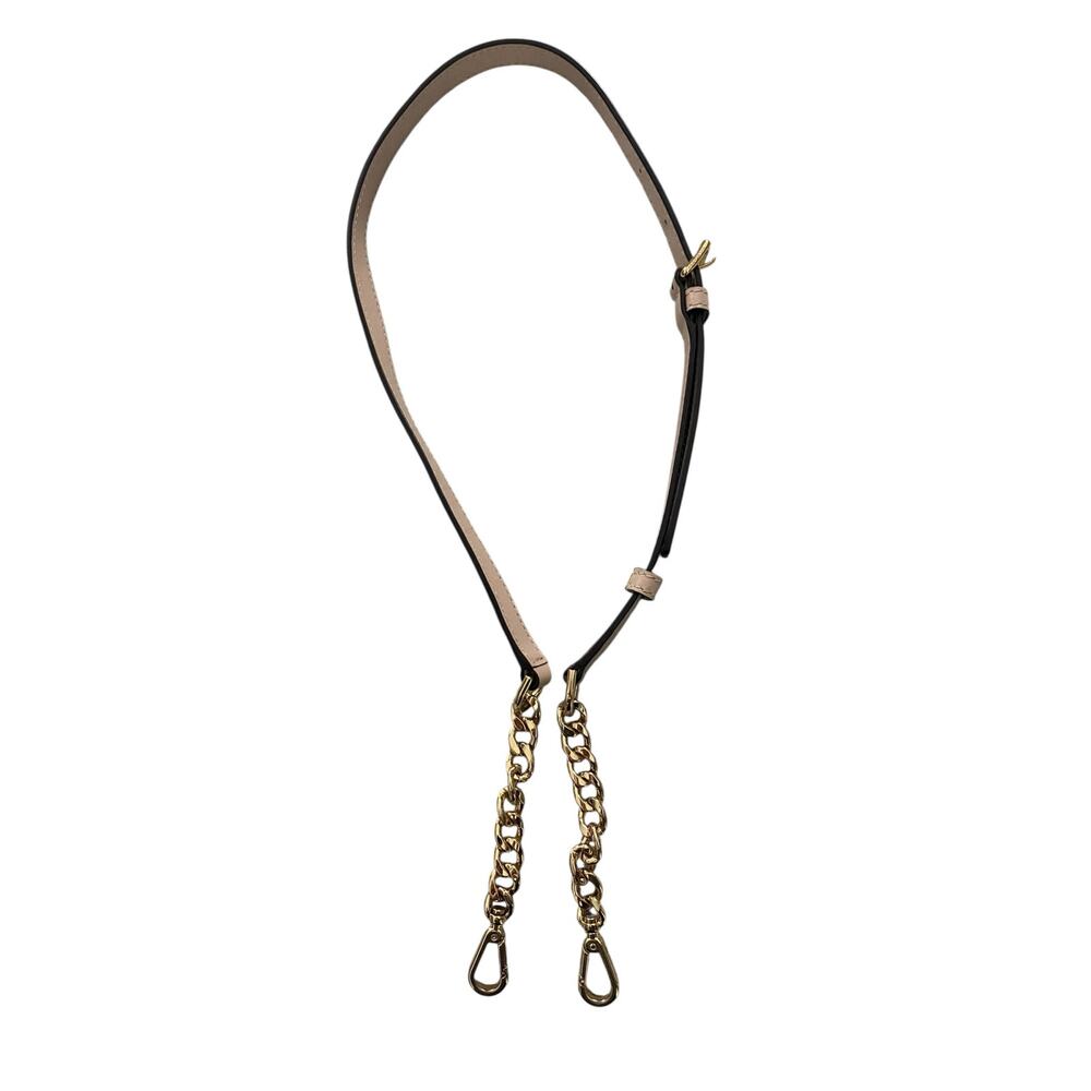 Michael Kors Pink Beige Leather Crossbody Strap Gold Hardware Adjustable - Picture 9 of 10